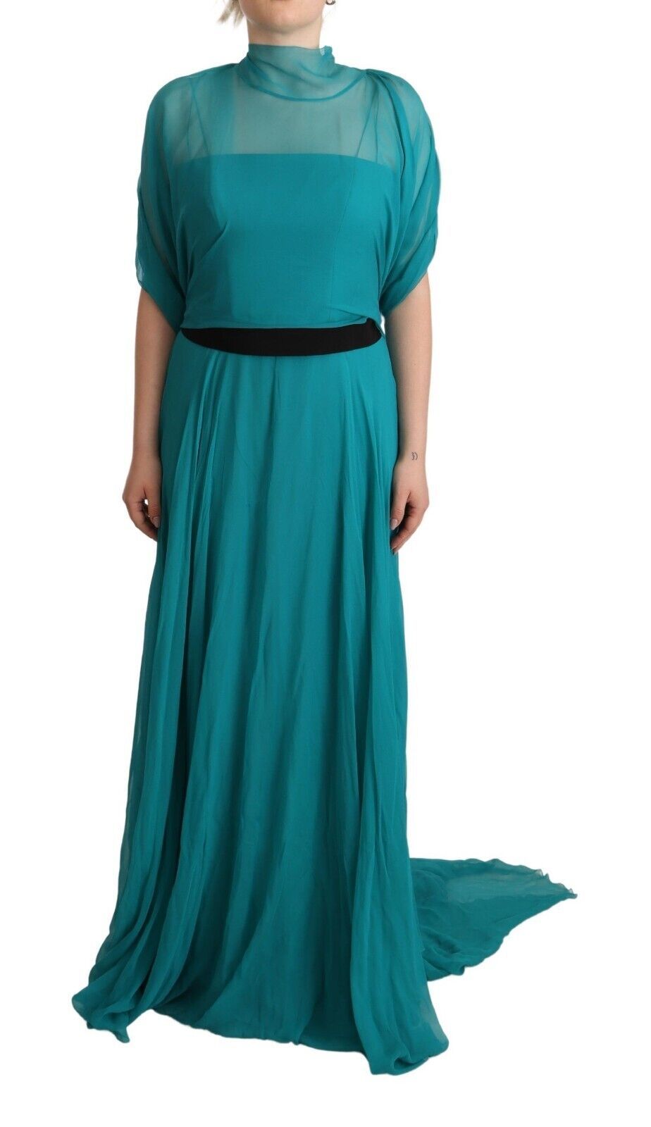 Alberta Ferretti Elegant Silk A-Line Long Dress in Women's Blue