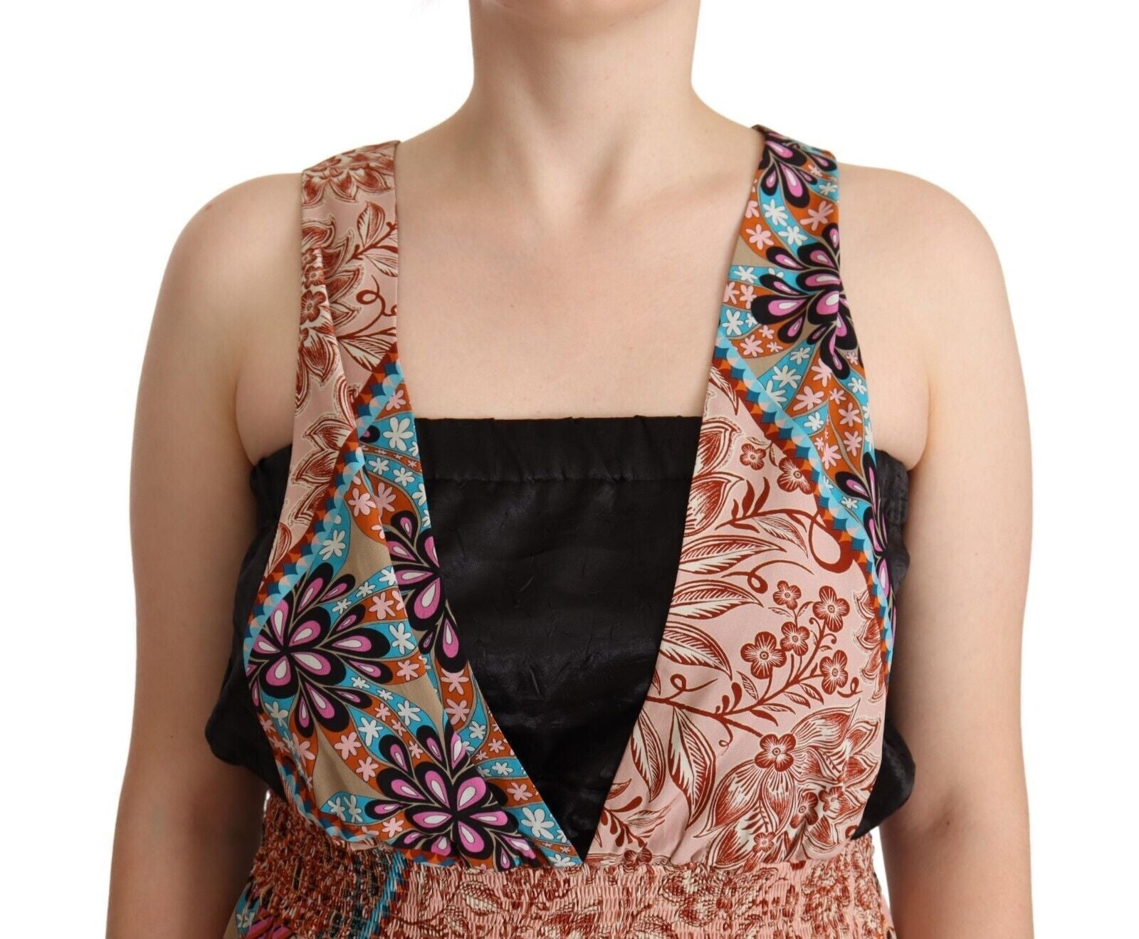 PINKO Chic Multicolor Sleeveless V-Neck Women's Jumpsuit