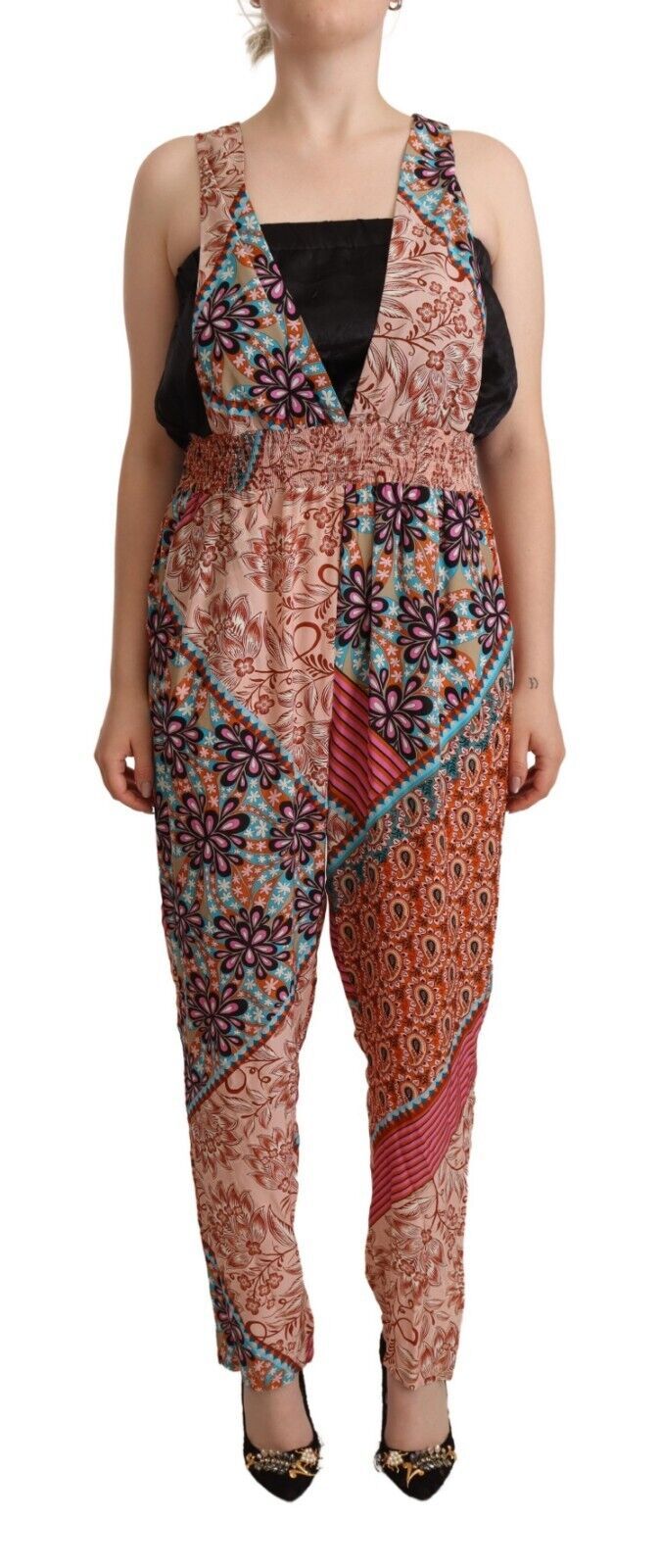 PINKO Chic Multicolor Sleeveless V-Neck Women's Jumpsuit