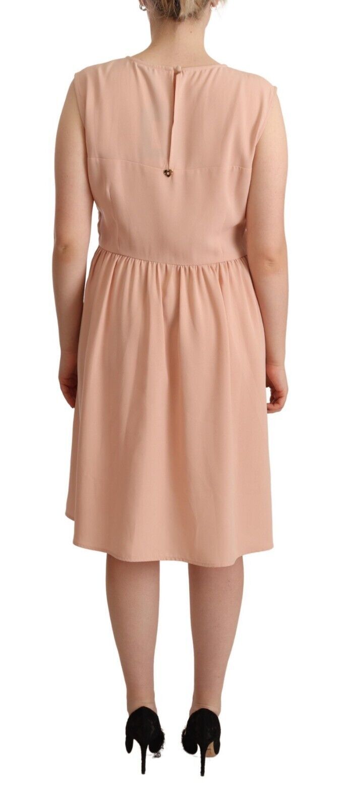 Twinset Beige Polyester Sleeveless Shift Knee Length Women's Dress
