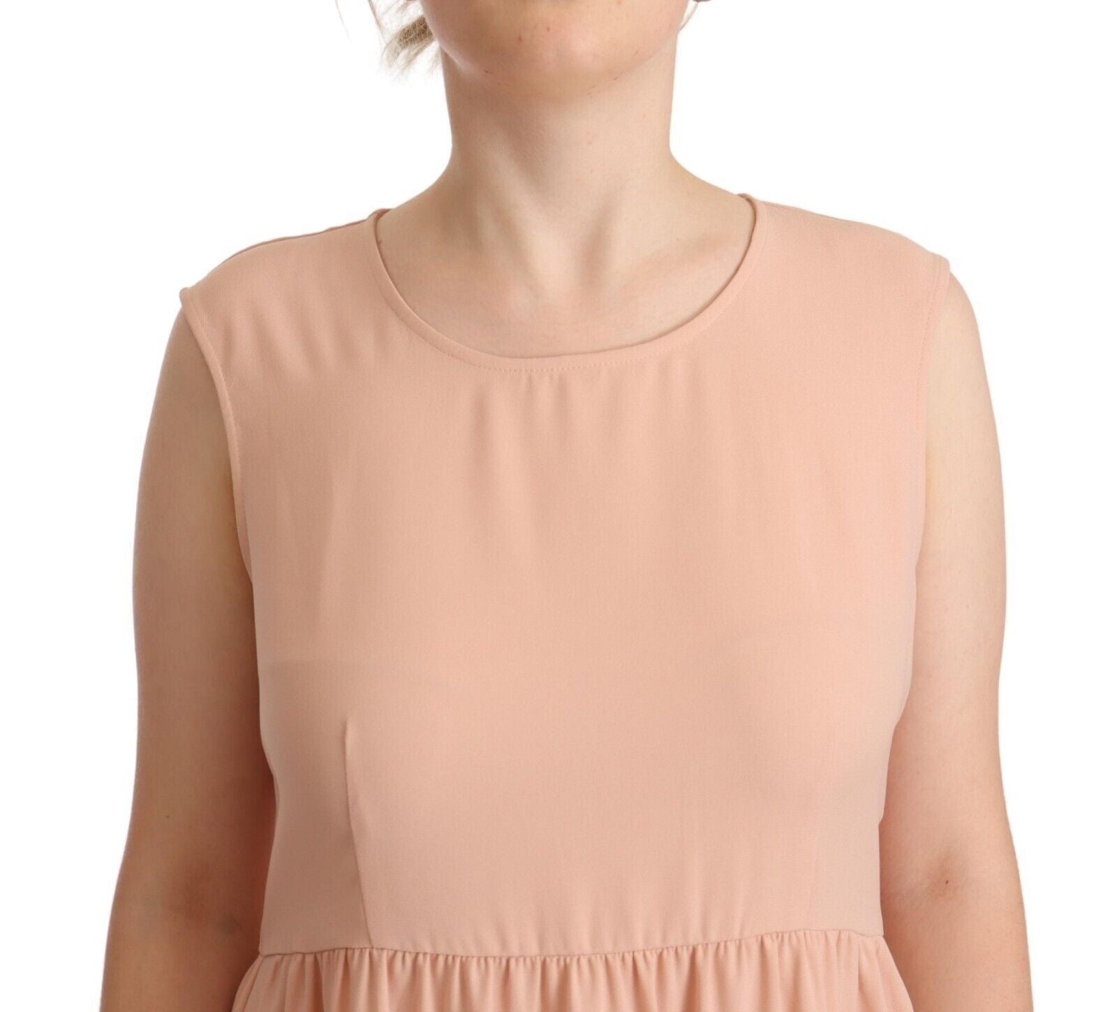 Twinset Beige Polyester Sleeveless Shift Knee Length Women's Dress