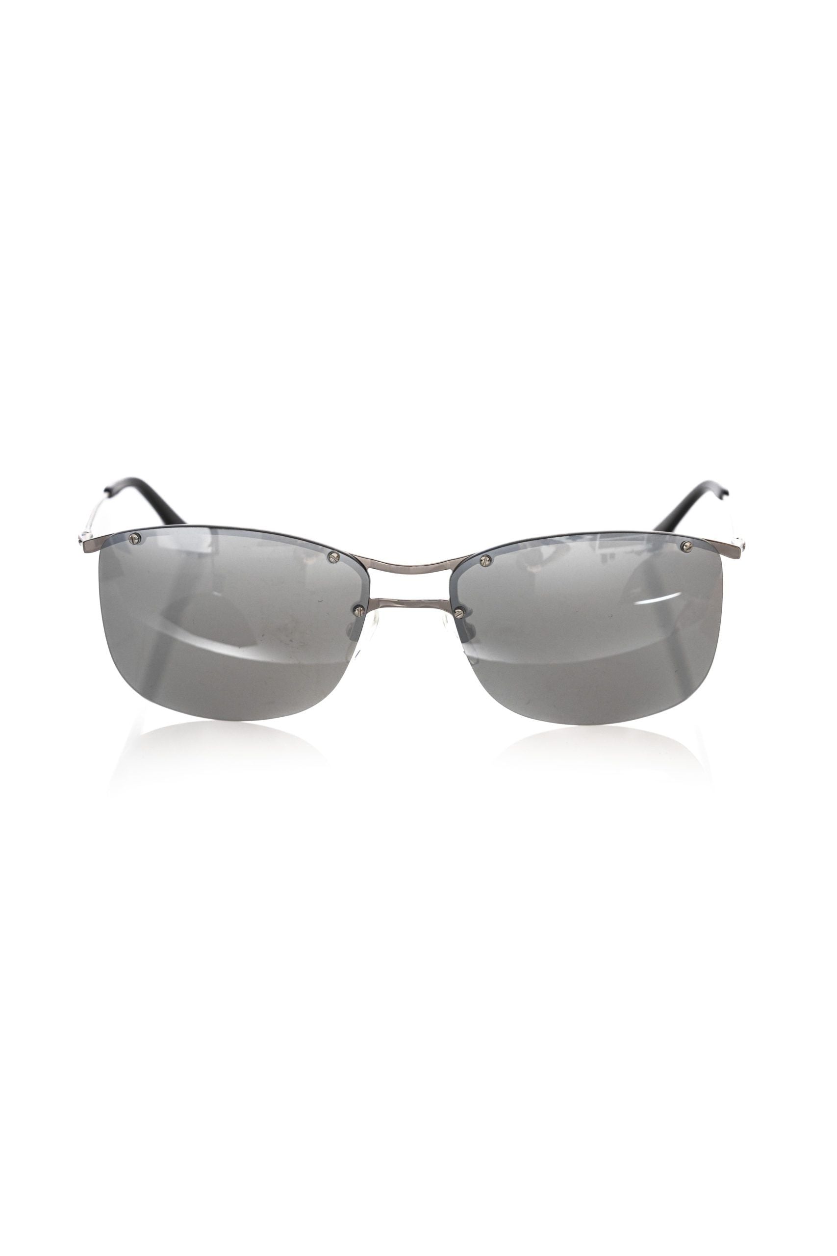 Frankie Morello Silver Metallic Fibre Men Men's Sunglass