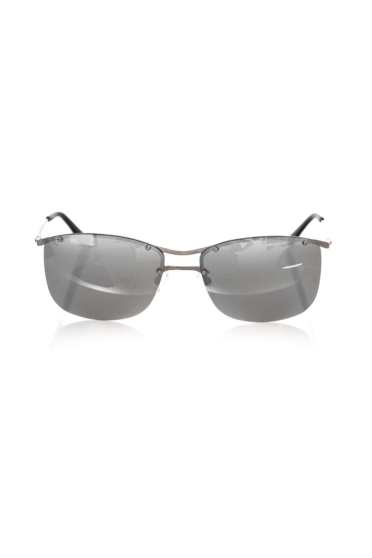 Frankie Morello Silver Metallic Fibre Men Men's Sunglass