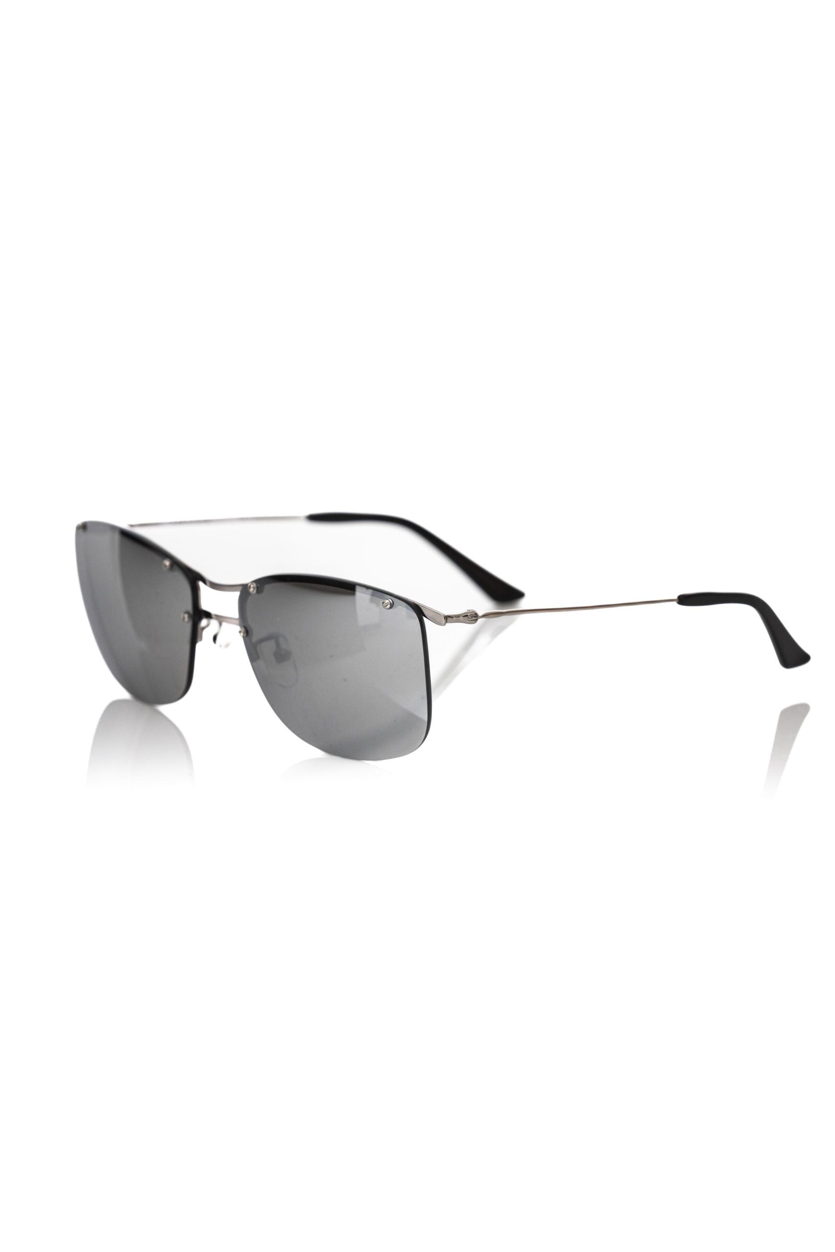 Frankie Morello Silver Metallic Fibre Men Men's Sunglass