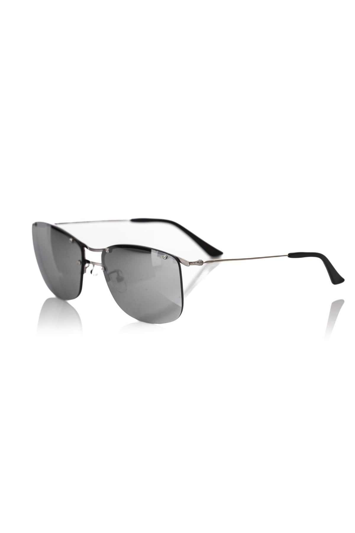 Frankie Morello Silver Metallic Fibre Men Men's Sunglass