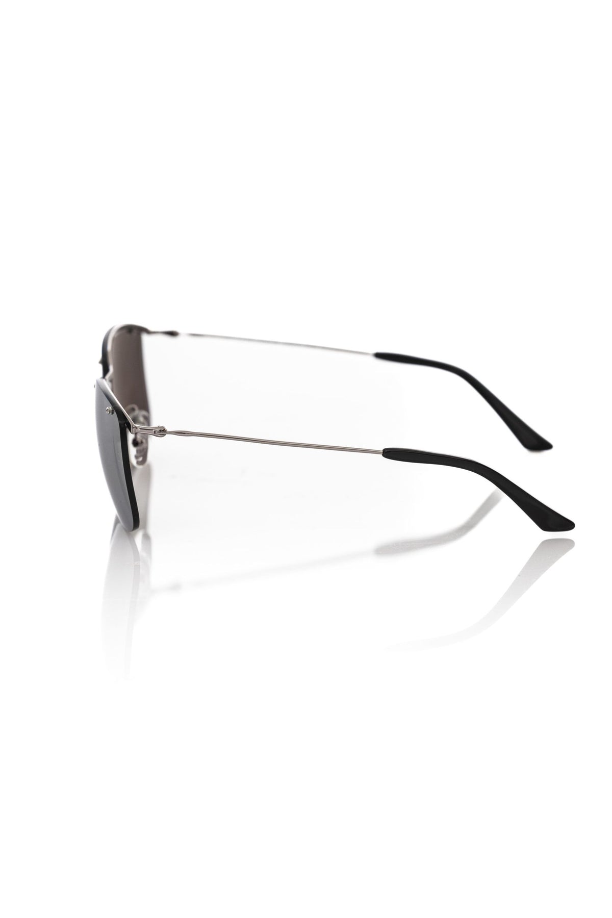 Frankie Morello Silver Metallic Fibre Men Men's Sunglass