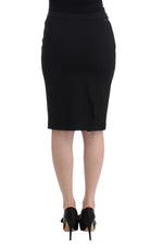 GF Ferre Chic Black Pencil Skirt Knee Length with Side Women's Zip