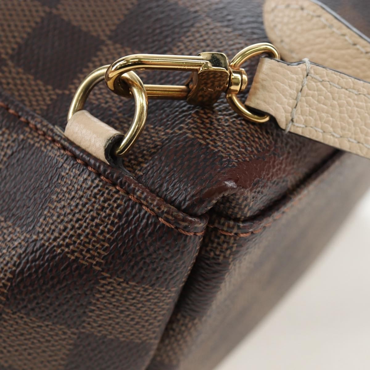 Louis Vuitton Clapton Backpack Damier And Leather Brown Canvas Backpack Bag (Pre-Owned)
