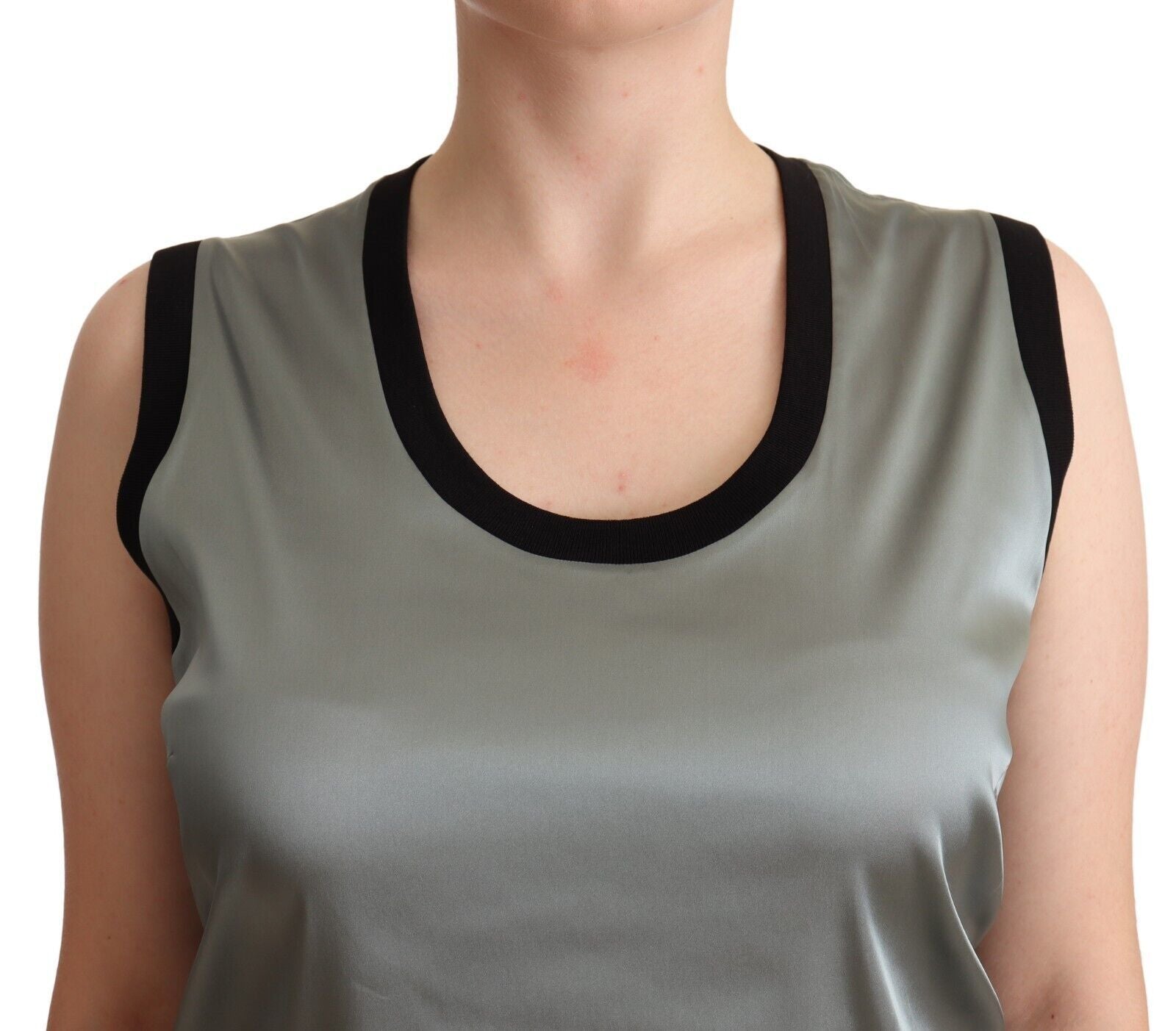 Dolce & Gabbana Silver Round Neck Sleeveless Casual Tank Women's Top
