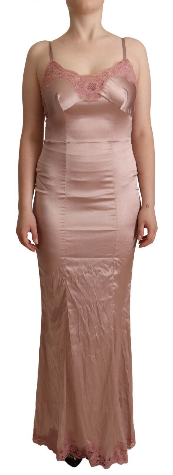 Dolce & Gabbana Pink Lace Long Bodycon Maxi Polyester Women's Dress