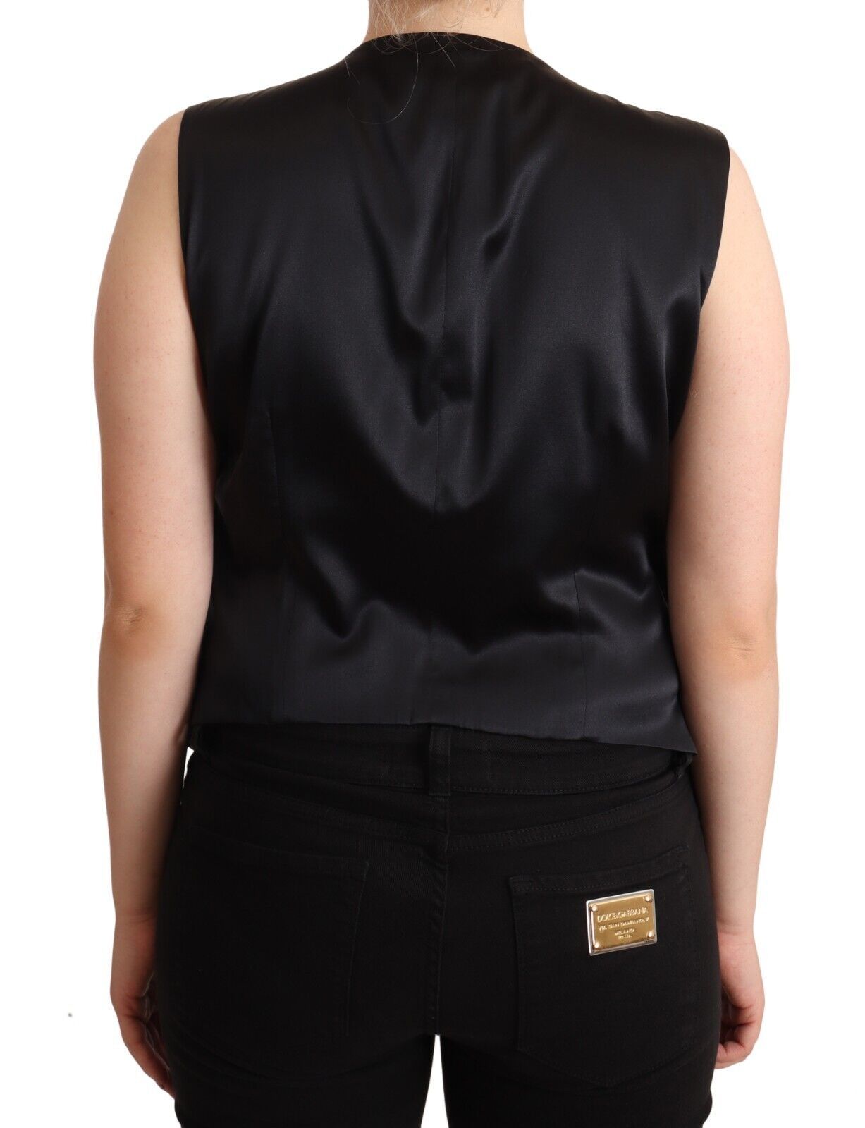 Dolce & Gabbana Black Button Down Sleeveless Vest Waiscoat Women's Top