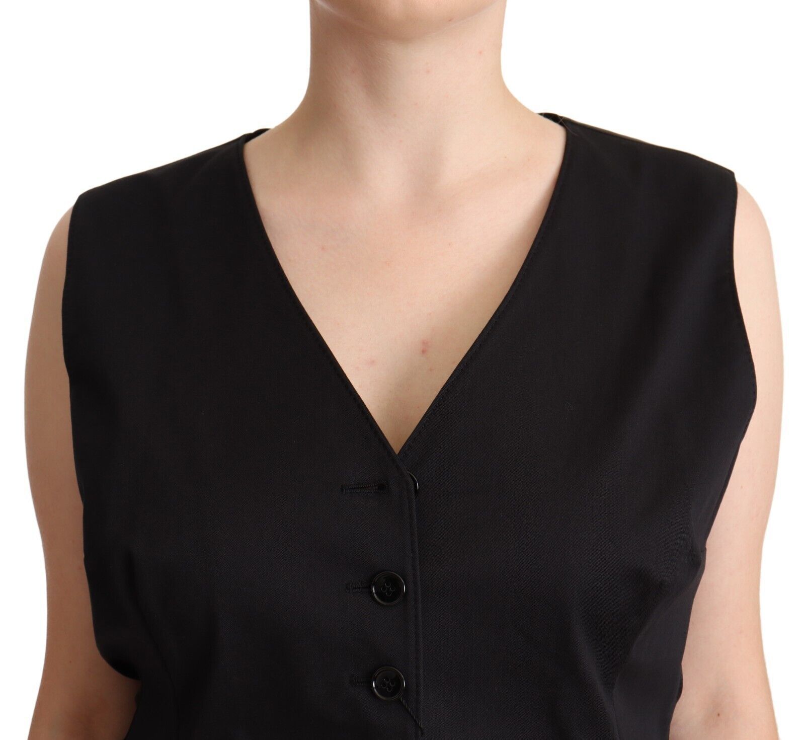Dolce & Gabbana Black Button Down Sleeveless Vest Waiscoat Women's Top