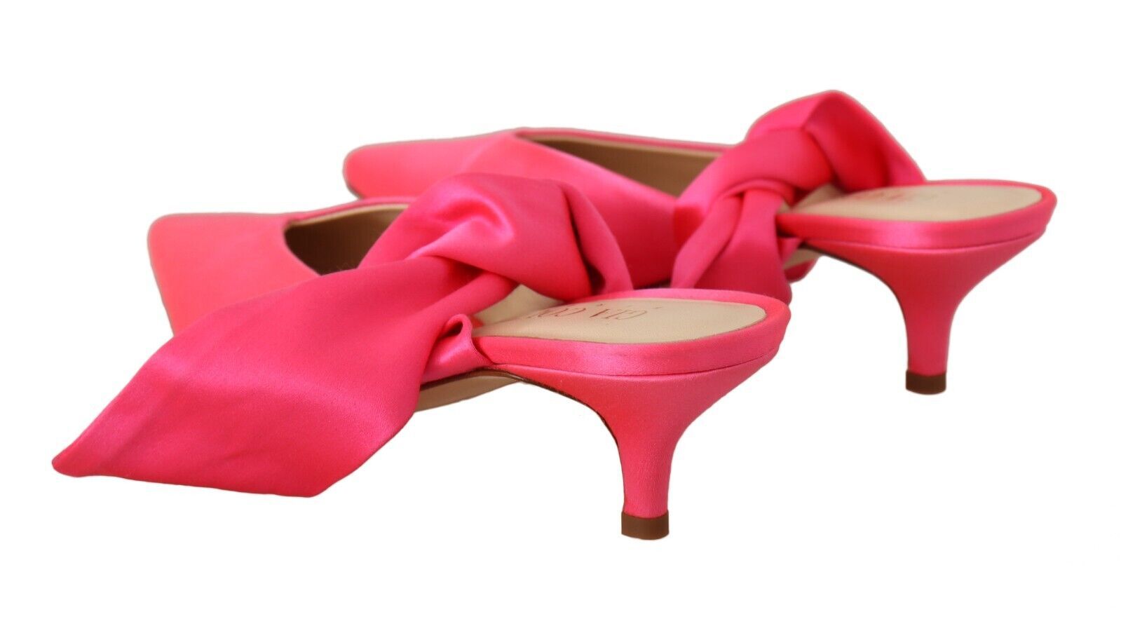 GIA COUTURE Pink Leather Lace Up Kitten Heels Pumps Women's Shoes
