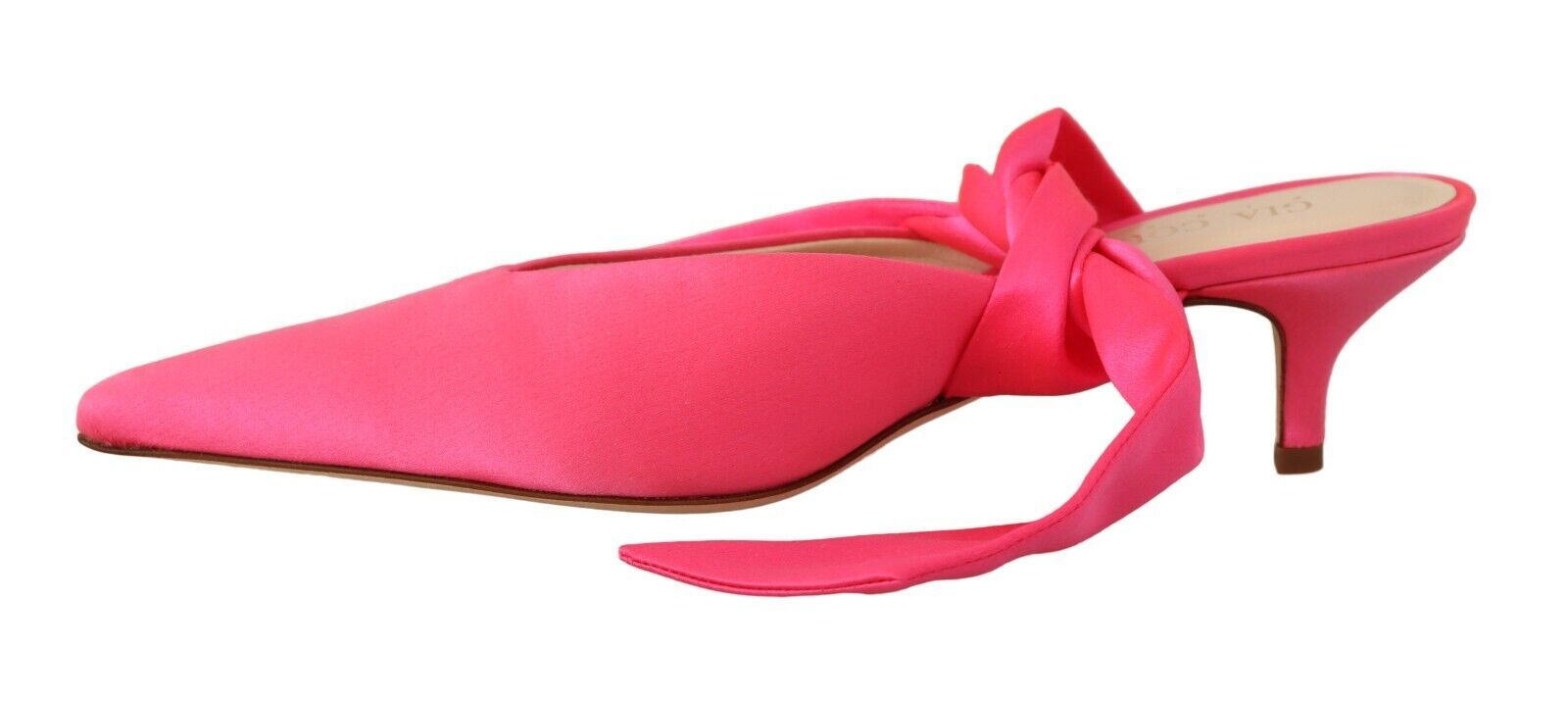 GIA COUTURE Pink Leather Lace Up Kitten Heels Pumps Women's Shoes
