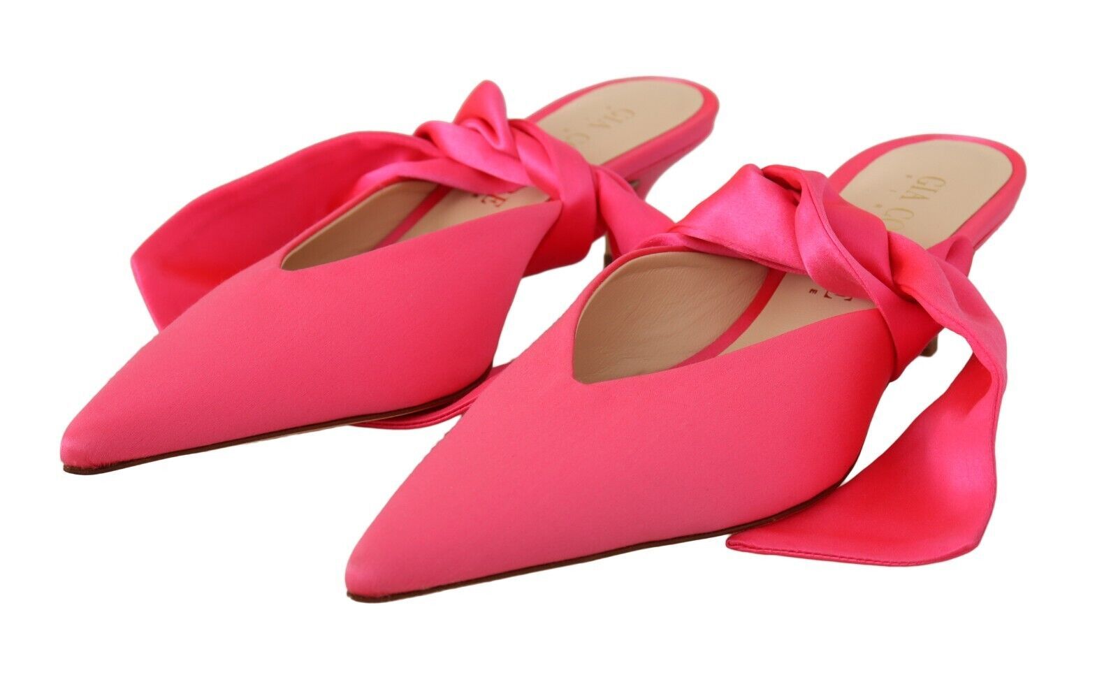 GIA COUTURE Pink Leather Lace Up Kitten Heels Pumps Women's Shoes