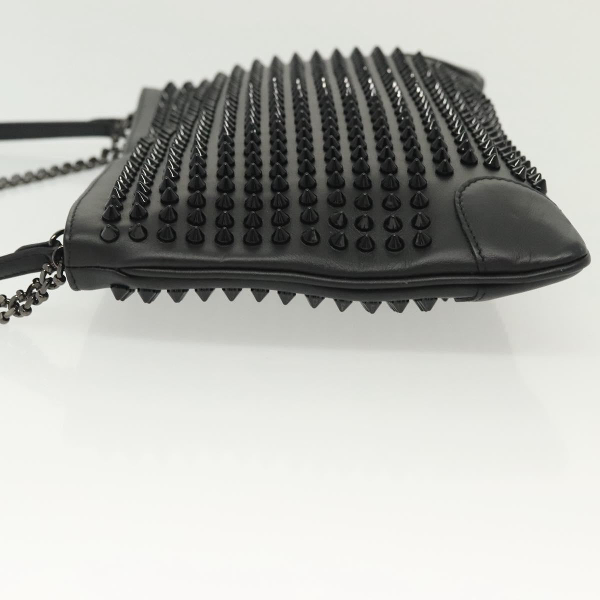 Christian Louboutin Loubiclutch Spiked Leather Black Leather Shoulder Bag Bag (Pre-Owned)