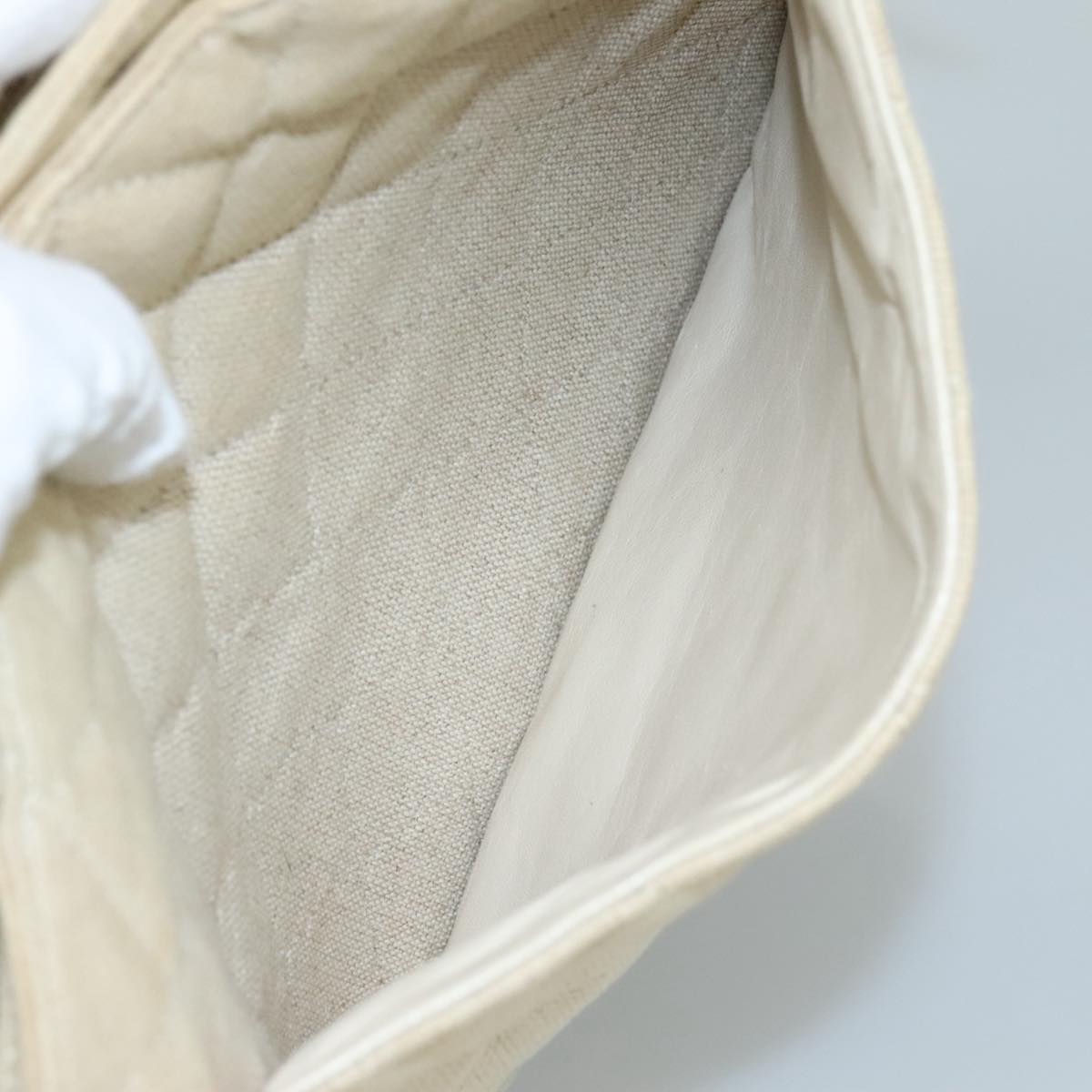 Chanel Quilted Ecru Canvas Tote Bag (Pre-Owned)