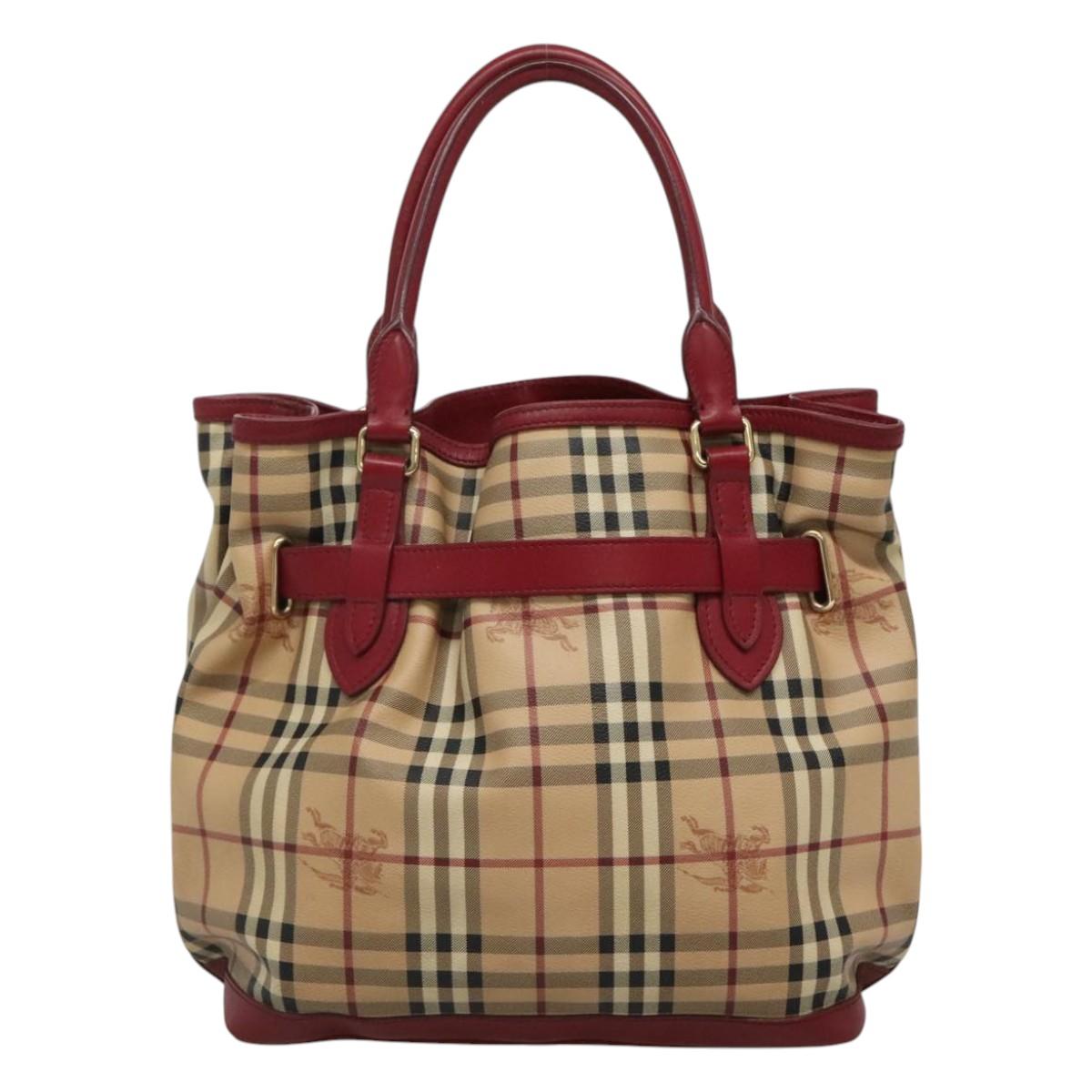 Burberry Haymarket Beige Canvas Handbag (Pre-Owned)