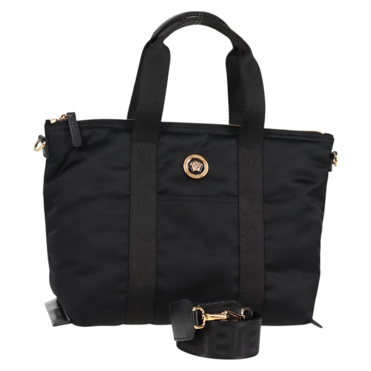Versace Medusa Black Nylon Handbag (Pre-Owned)