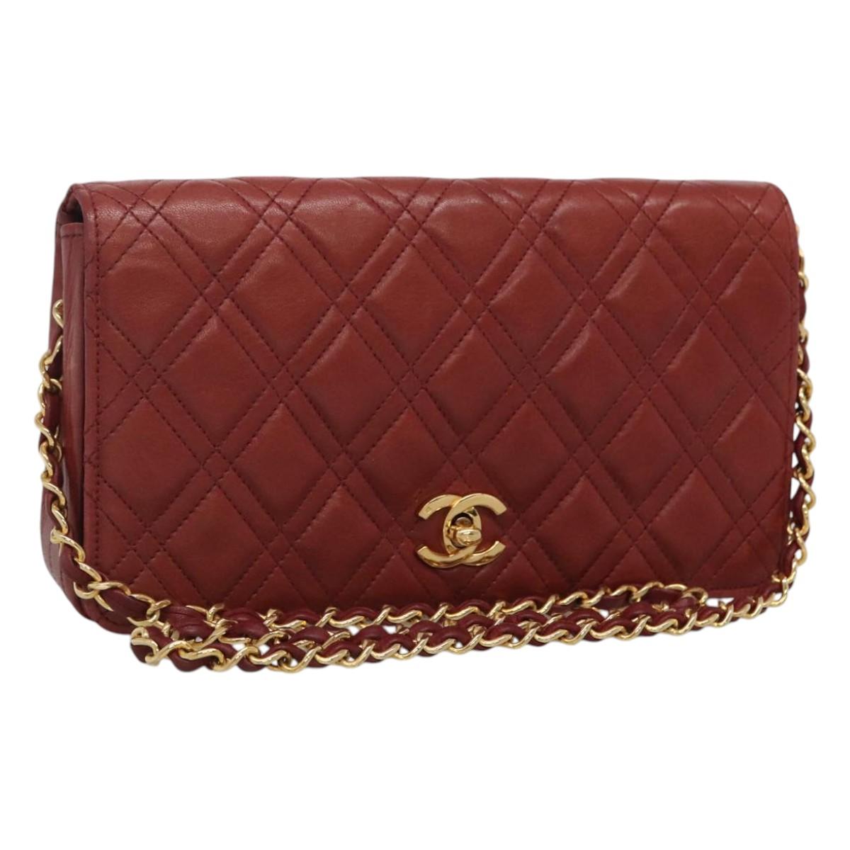 Chanel Single Flap Red Leather Shoulder Bag (Pre-Owned)