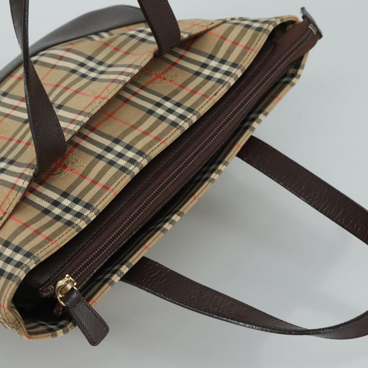 Burberry Nova Check Beige Canvas Handbag (Pre-Owned)