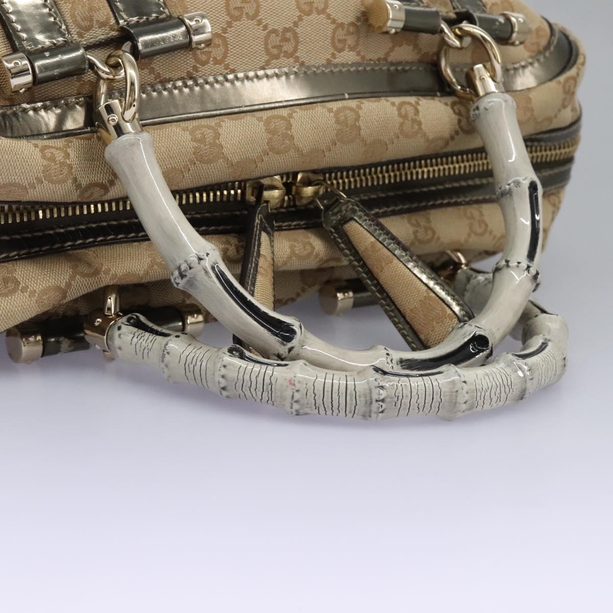 Gucci Bamboo Beige Canvas Handbag (Pre-Owned)