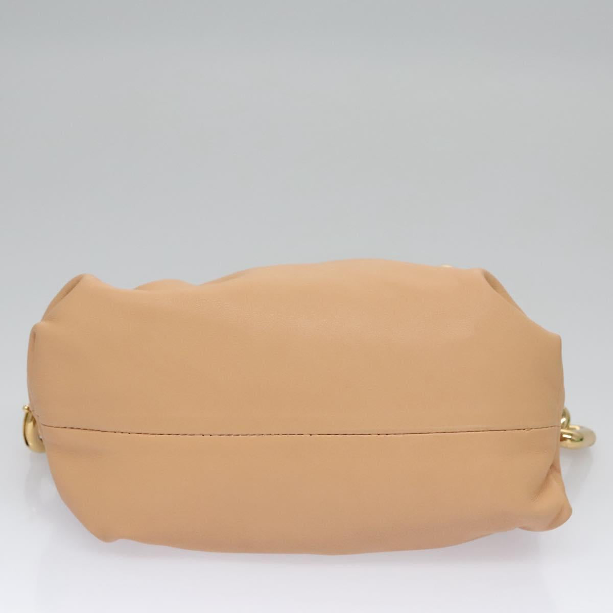 Bottega Veneta Chain Pouch Beige Leather Shoulder Bag (Pre-Owned)