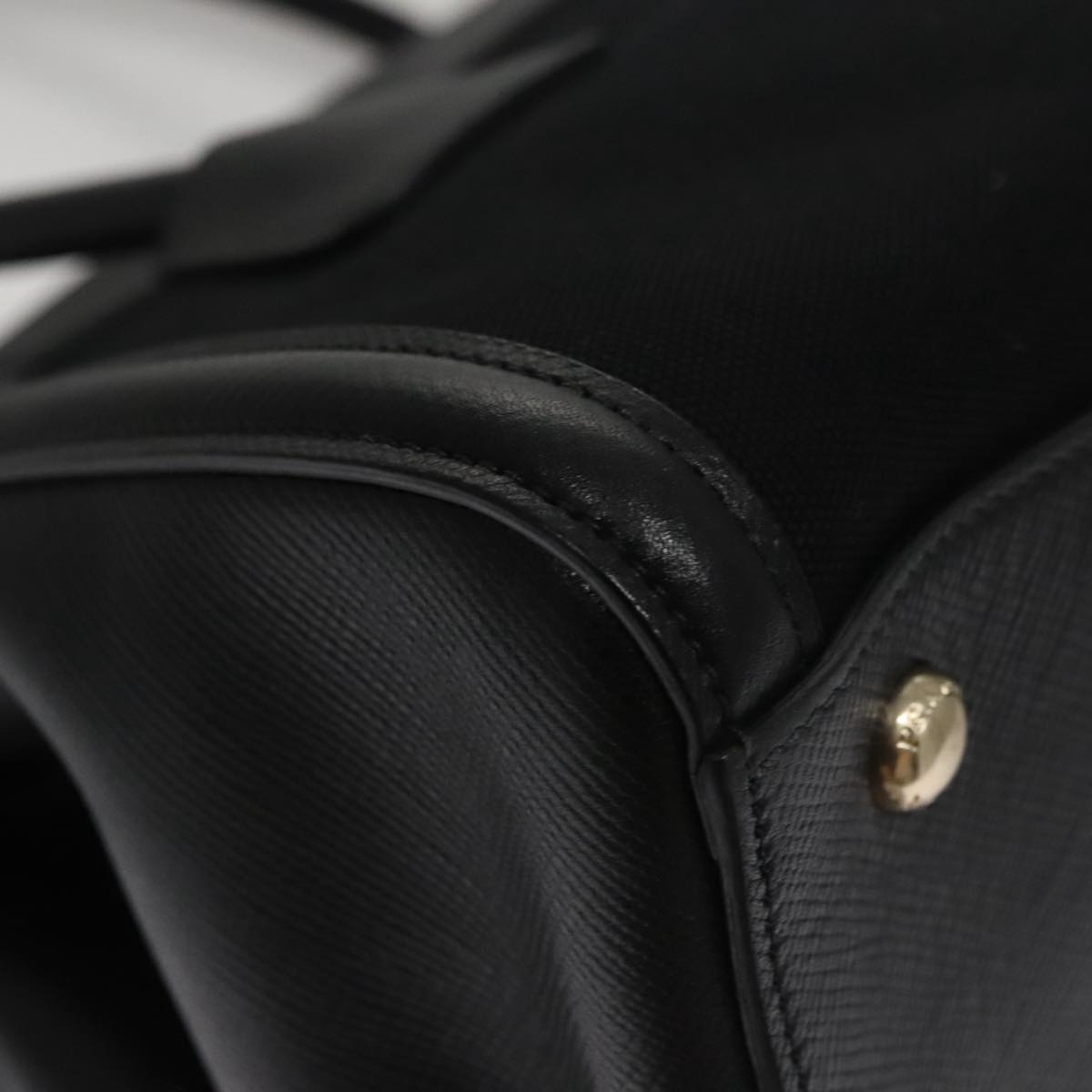 Prada Canapa Black Leather Handbag (Pre-Owned)