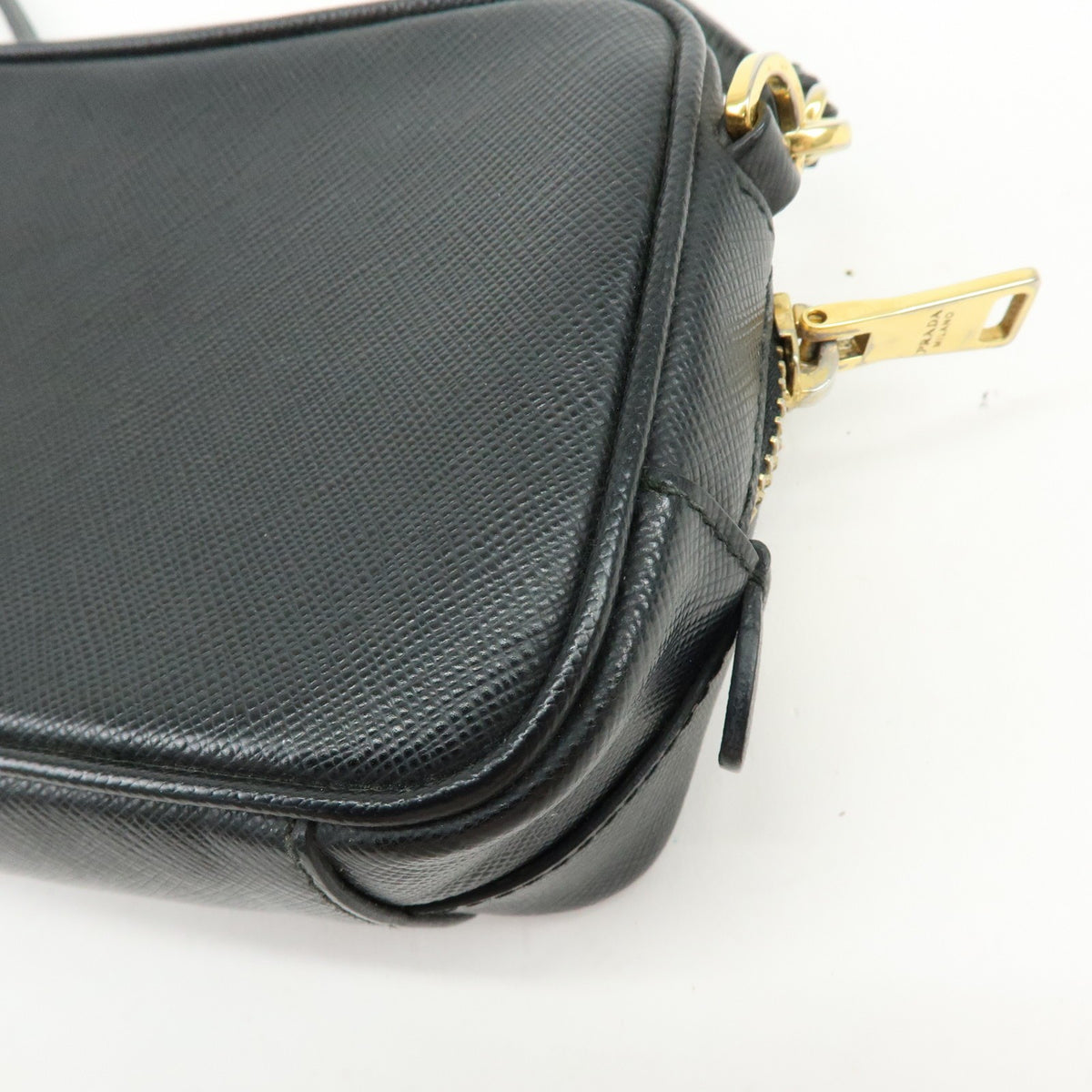 Prada Bow Camera Saffiano Leather Black Leather Crossbody Bag Bag (Pre-Owned)