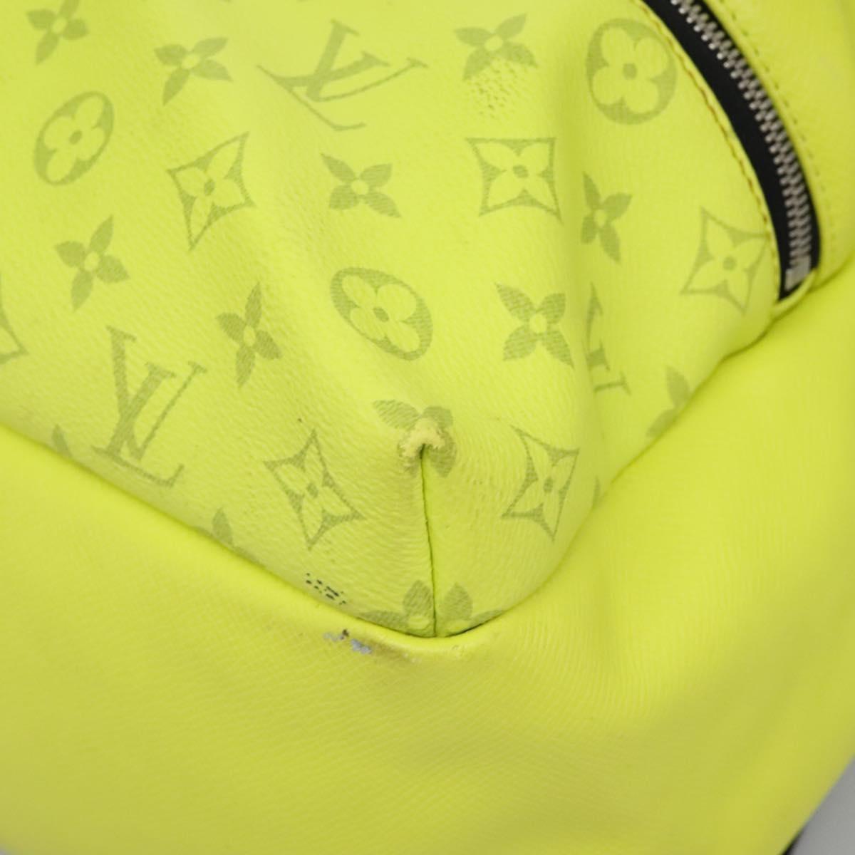 Louis Vuitton Discovery Monogram Taigarama Yellow Leather Backpack Bag (Pre-Owned)