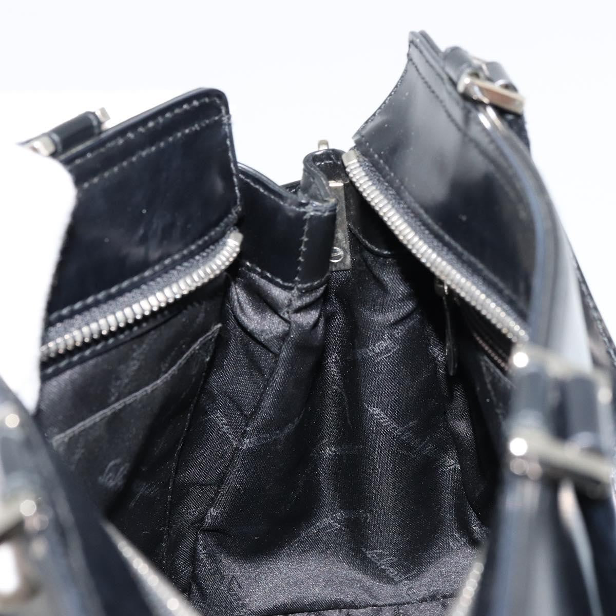 Salvatore Ferragamo Double Gancini Side Buckle Leather Black Leather Tote Bag Bag (Pre-Owned)