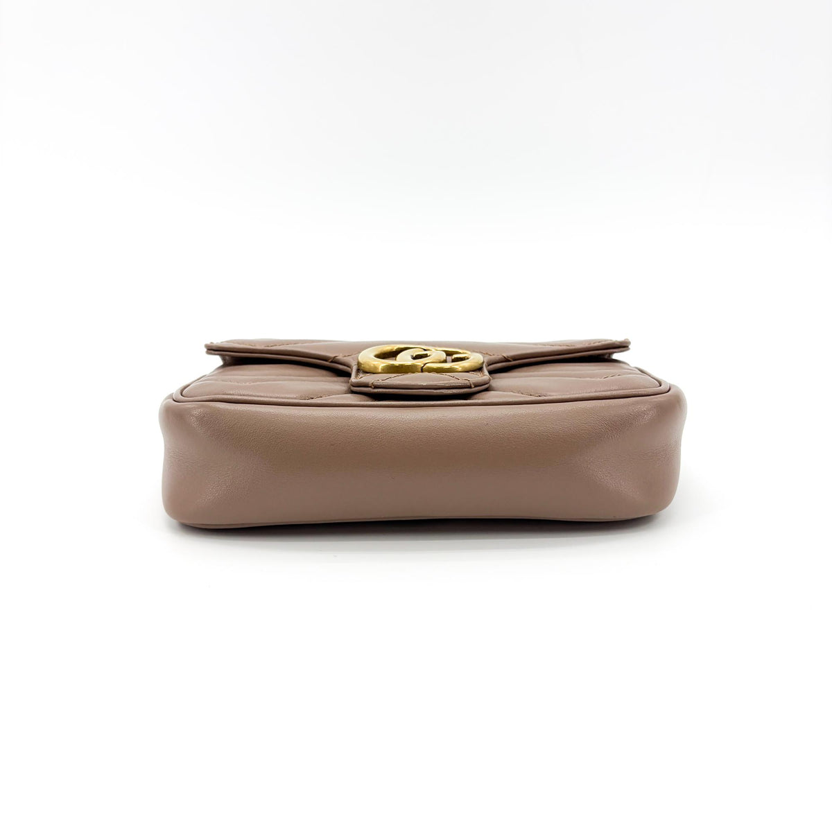 Gucci Gg Marmont Flap Chevron Leather Beige Leather Shoulder Bag Bag (Pre-Owned)