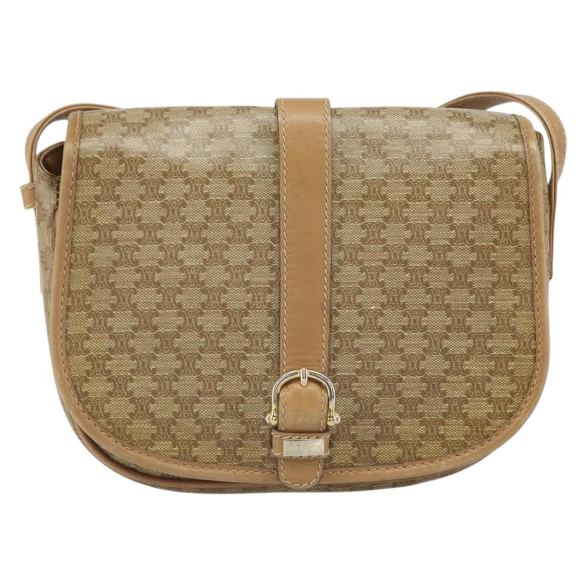 Celine Vintage Macadam Canvas Beige Canvas Shoulder Bag Bag (Pre-Owned)