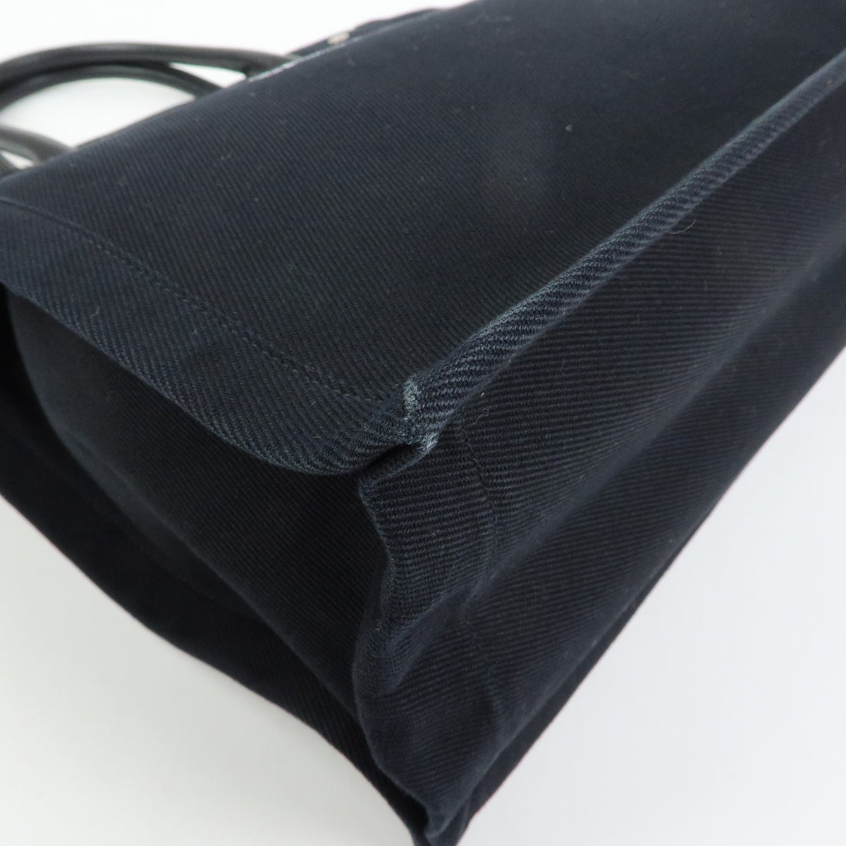 Saint Laurent Rive Gauche Shopper Canvas Black Canvas Tote Bag Bag (Pre-Owned)