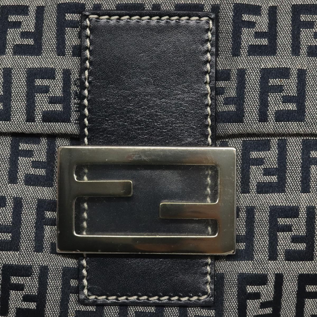 Fendi Mamma Baguette Navy Canvas Shoulder Bag (Pre-Owned)