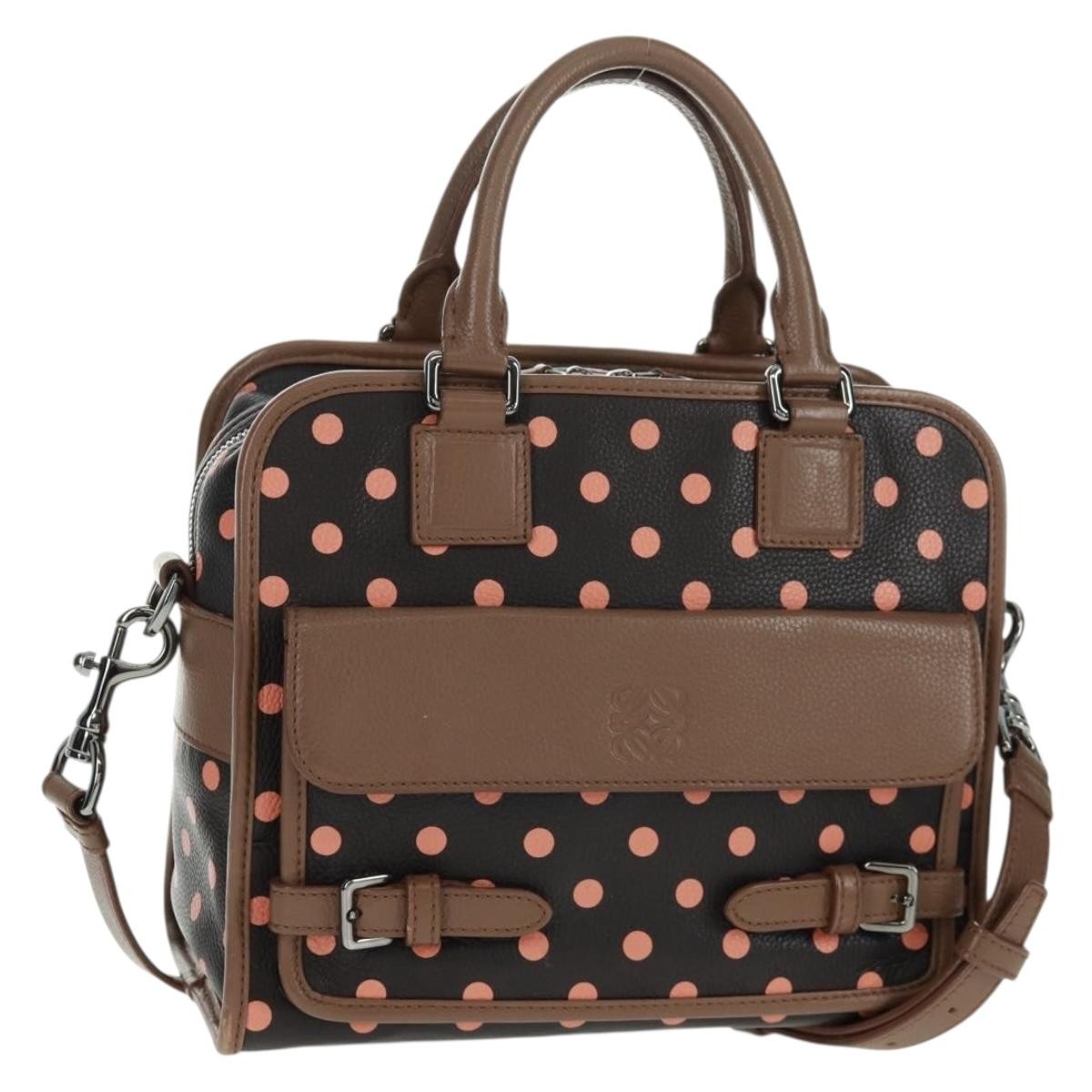Loewe Cruz Printed Leather Brown Leather Handbag (Pre-Owned)