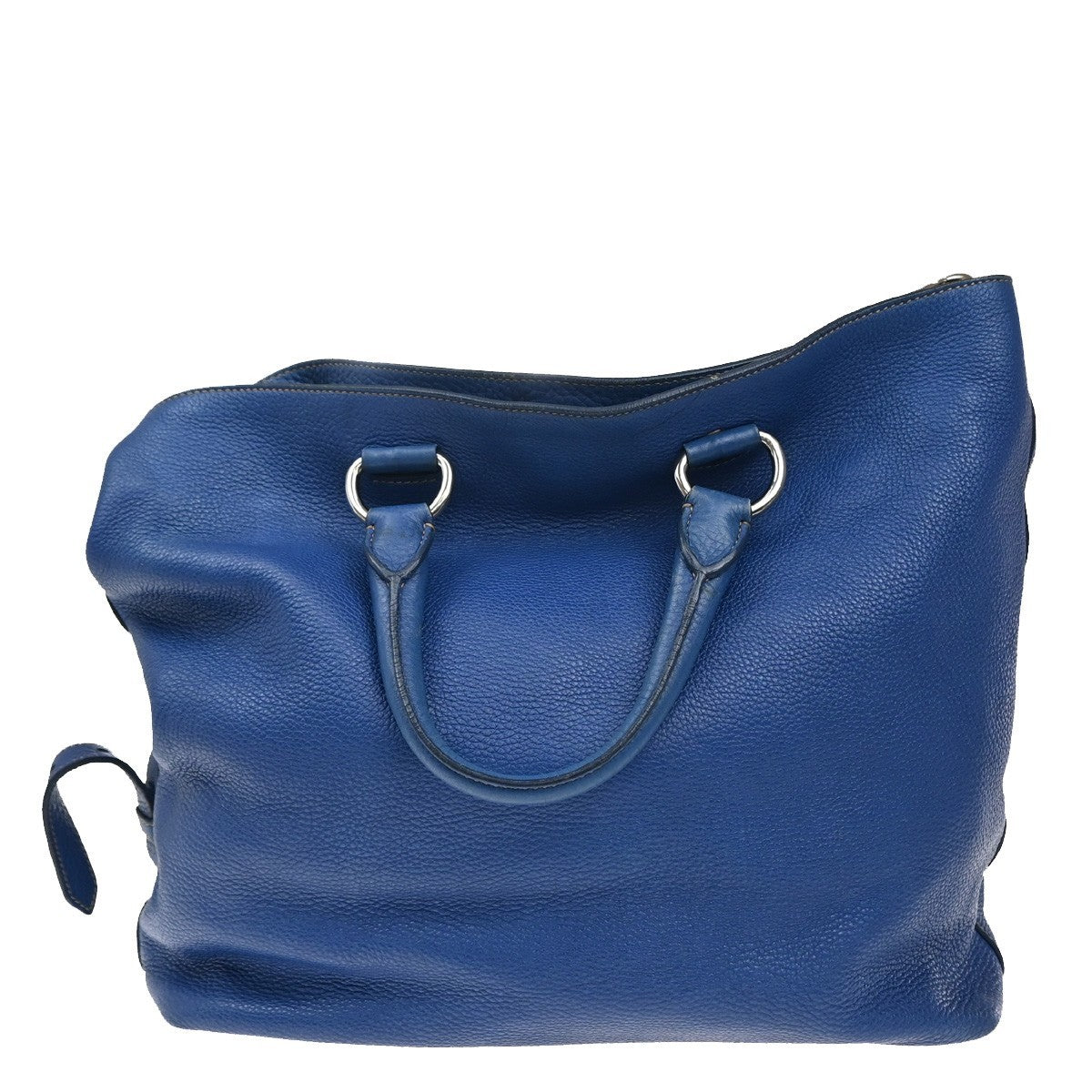 Prada Vintage Tote Leather Blue Leather Tote Bag Bag (Pre-Owned)