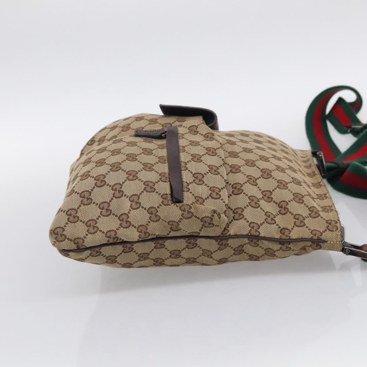 Gucci Double Pocket Web Messenger Gg Canvas Beige Canvas Crossbody Bag Bag (Pre-Owned)