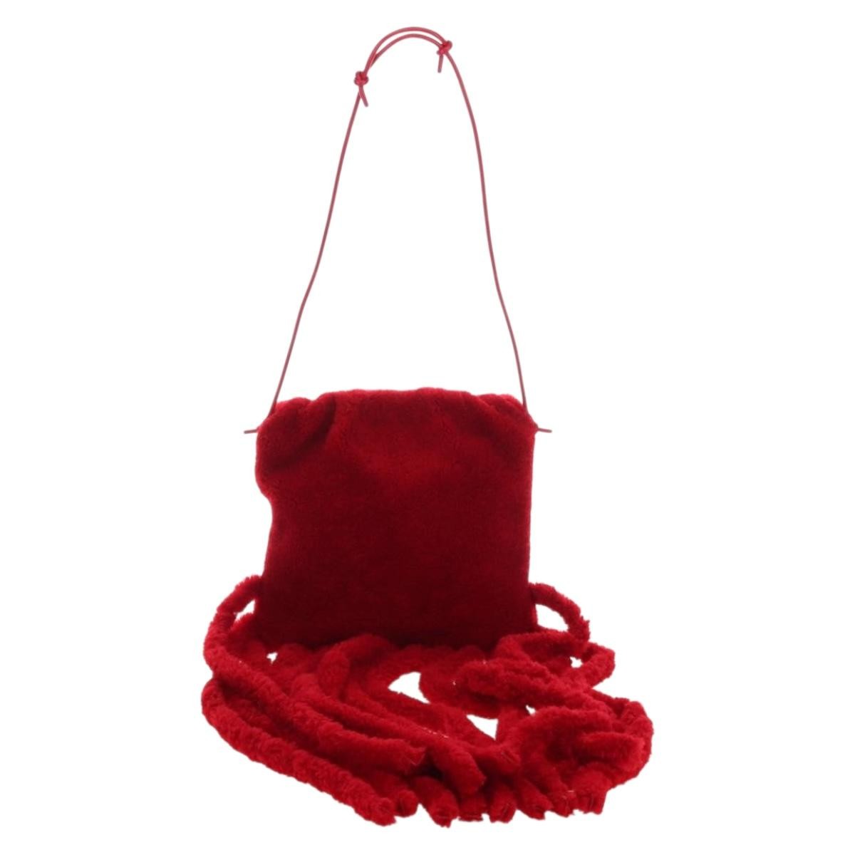 Bottega Veneta The Fringe Leather Red Textile Clutche & Pouche Bag (Pre-Owned)