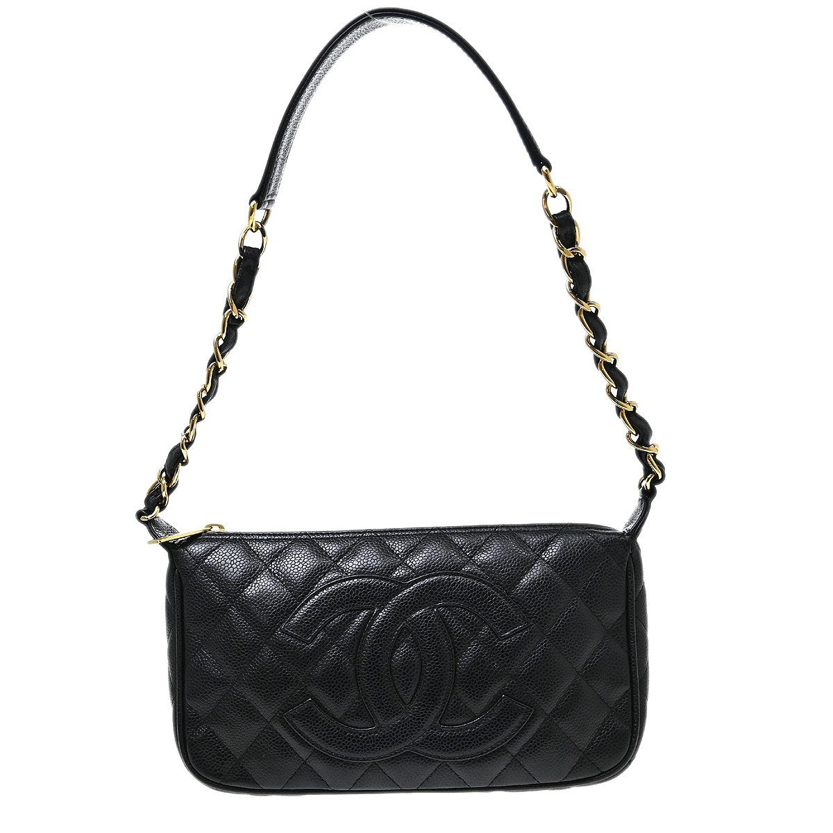 Chanel Timeless Cc Chain Quilted Caviar Black Leather Shoulder Bag Bag (Pre-Owned)