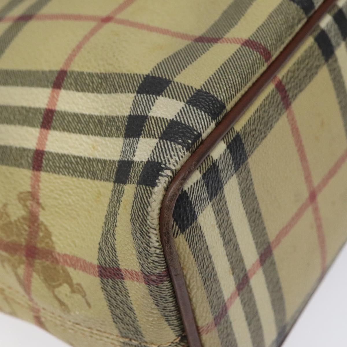 Burberry Top Handle Tote Haymarket Coated Canvas Beige Canvas Tote Bag Bag (Pre-Owned)