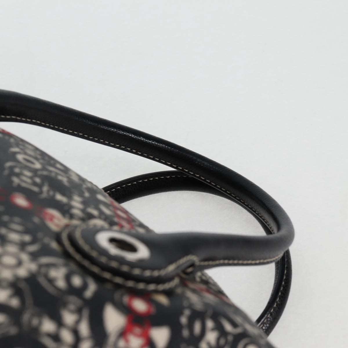 Chanel Optic Coco Bowler Printed Coated Canvas With Caviar Black Canvas Handbag (Pre-Owned)