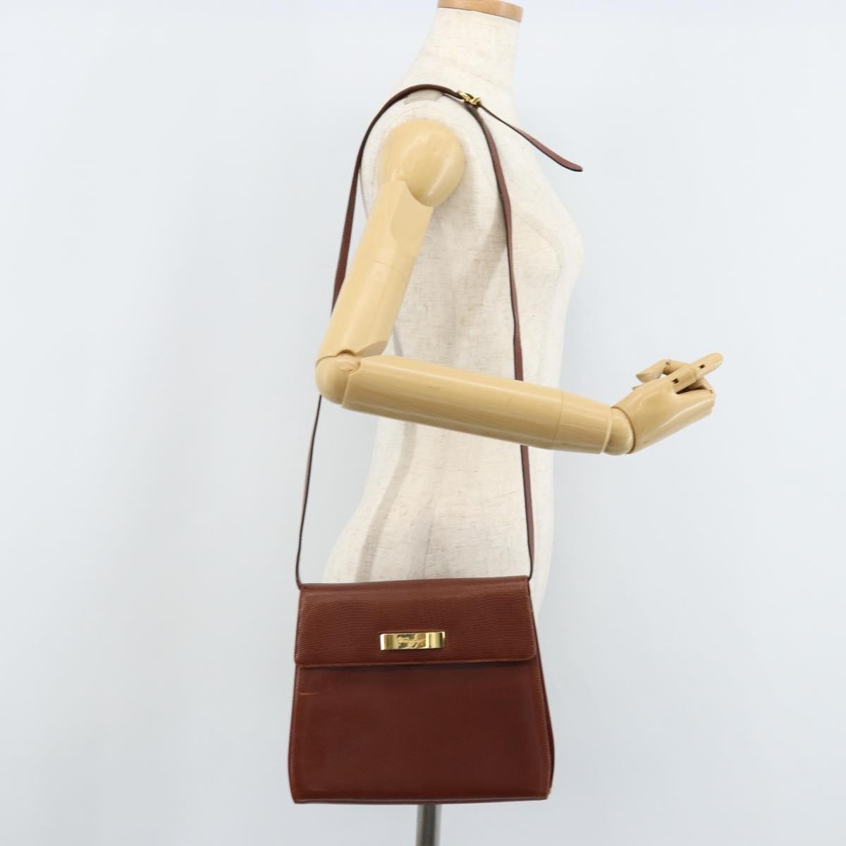 Salvatore Ferragamo Gancini Leather Brown Leather Shoulder Bag Bag (Pre-Owned)