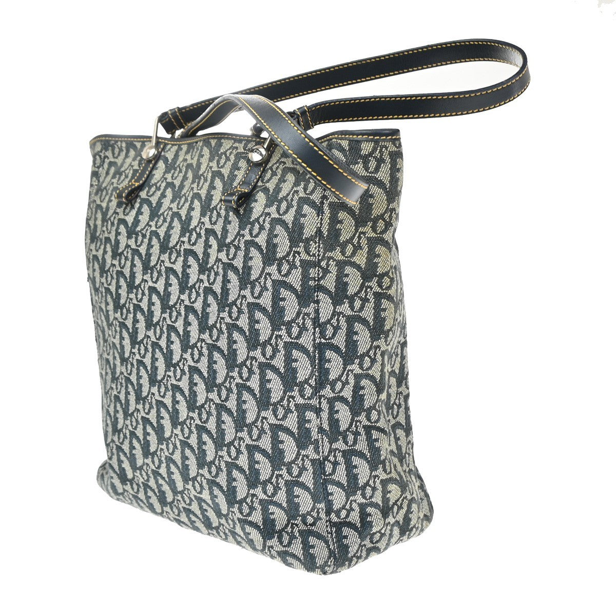 Christian Dior Vintage Open Pocket Diorissimo Canvas Navy Canvas Tote Bag Bag (Pre-Owned)