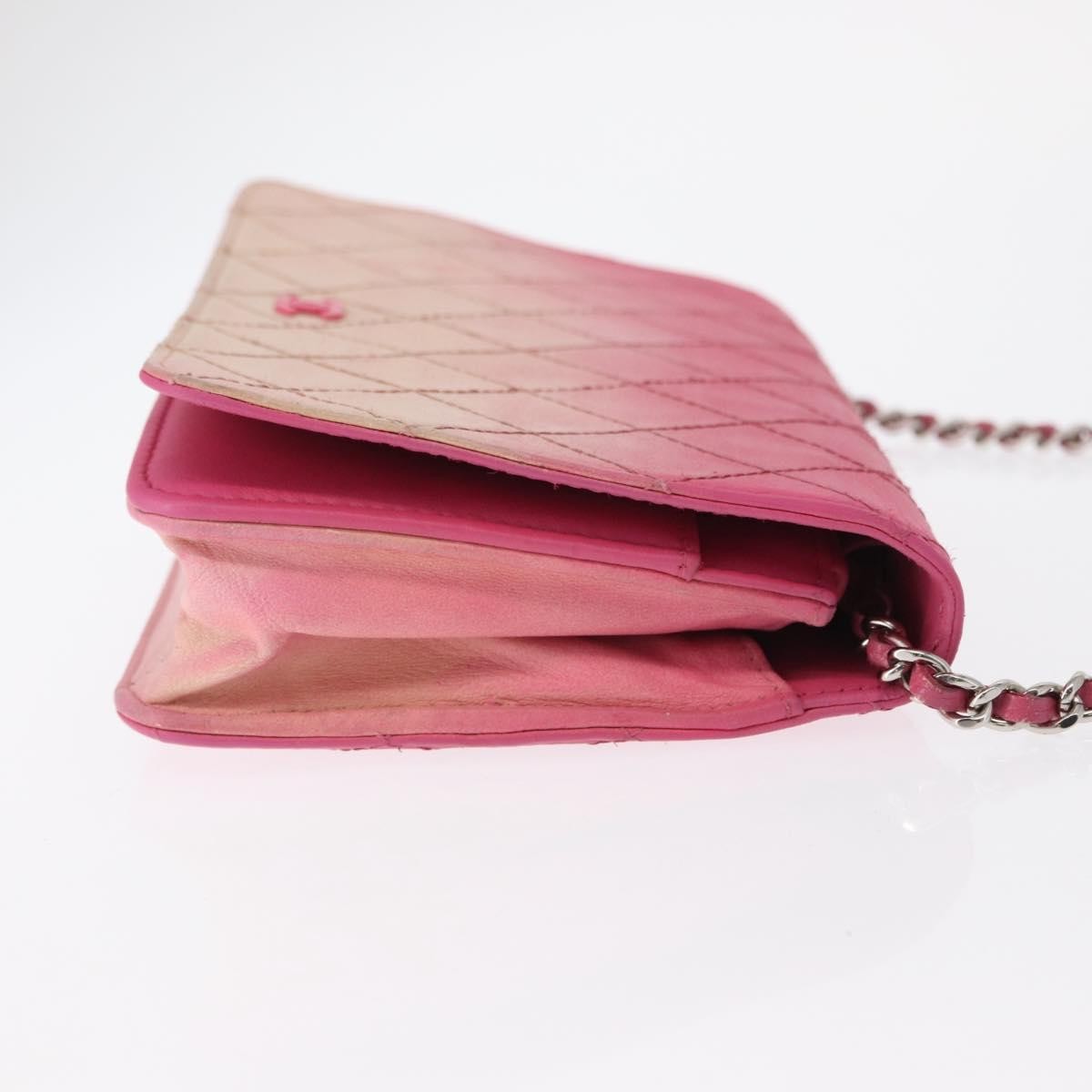 Chanel Wallet On Chain Quilted Ombre Lambskin Pink Leather Crossbody Bag Bag (Pre-Owned)