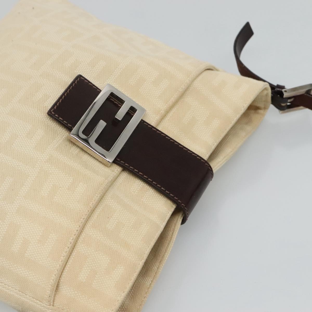 Fendi Zucca Beige Canvas Shoulder Bag (Pre-Owned)