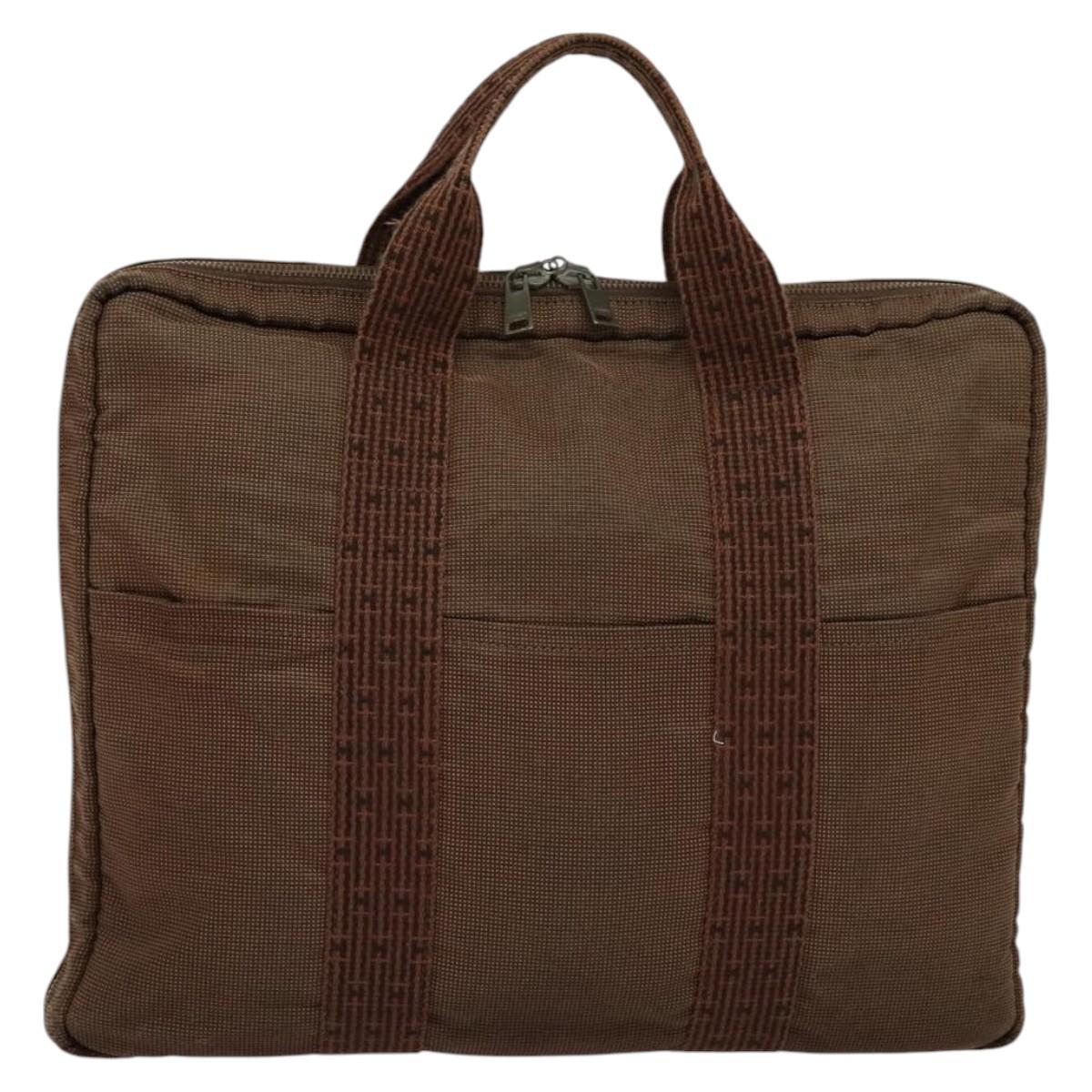 Hermès Herline Brown Canvas Handbag (Pre-Owned)