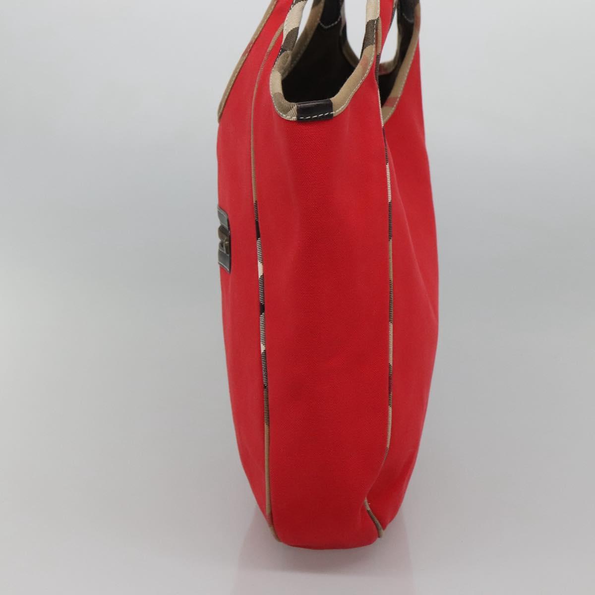 Burberry Nova Check Red Canvas Tote Bag (Pre-Owned)