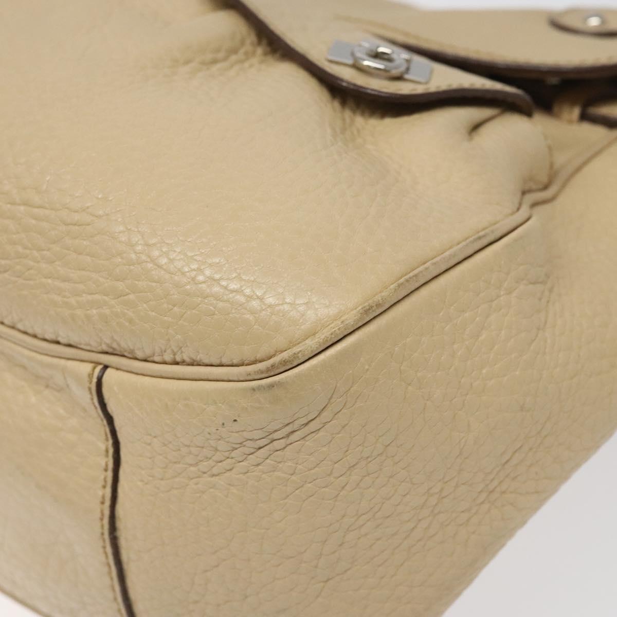 Salvatore Ferragamo Gancini Beige Leather Shoulder Bag (Pre-Owned)