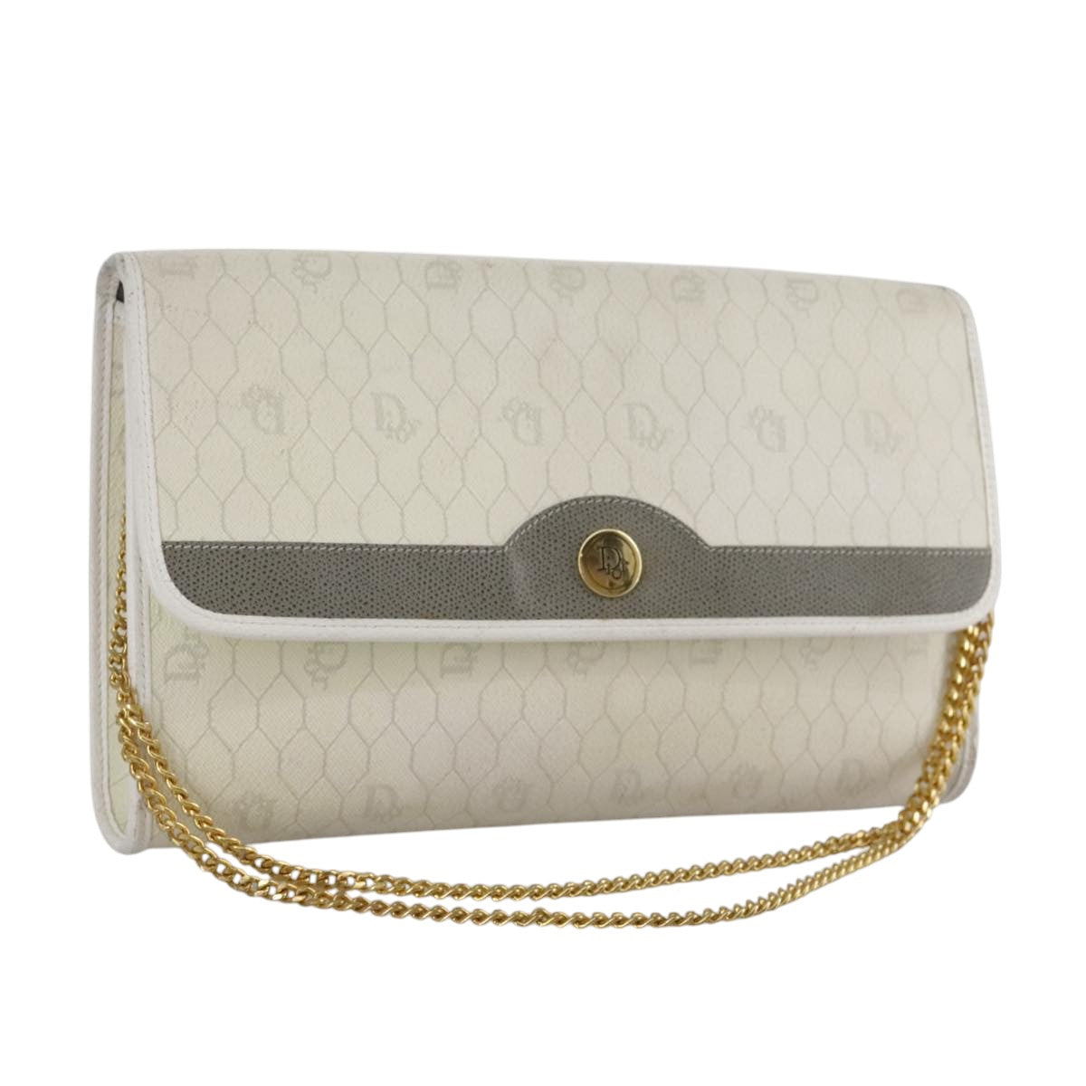 Dior Honeycomb White Canvas Shoulder Bag (Pre-Owned)
